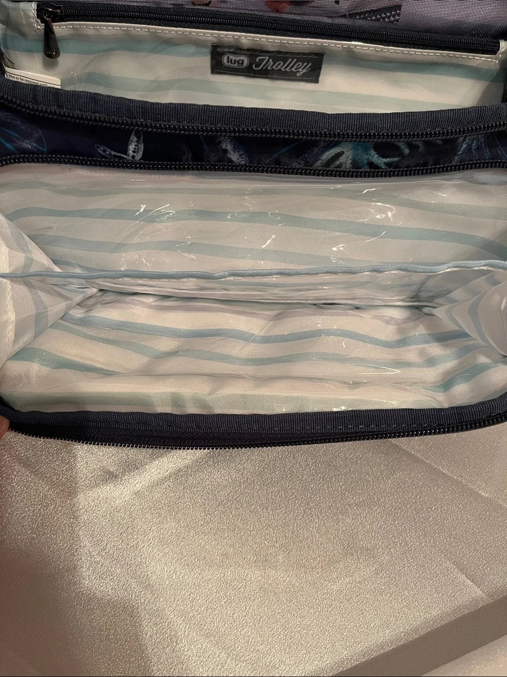 LUG - Trolley Cosmetic Case & Sleeper Brush Holder Combo- Stars and Shells Navy